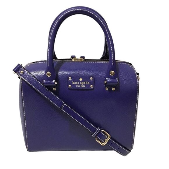 kate spade Alessa Wellesley Leather Satchel Holliday Blue Bag - Picture 5 of 15